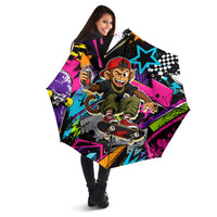Skateboarding Monkey Umbrella Neon Graffiti Spray Paint Urban Streetwear Art