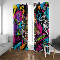 Skateboarding Monkey Window Curtain Neon Graffiti Spray Paint Urban Streetwear Art