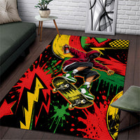 Skateboarder Spray Painter Area Rug Rasta Colors Graffiti Streetwear Pop Art Graphic
