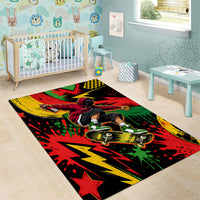 Skateboarder Spray Painter Area Rug Rasta Colors Graffiti Streetwear Pop Art Graphic