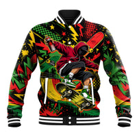 Skateboarder Spray Painter Baseball Jacket Rasta Colors Graffiti Streetwear Pop Art Graphic