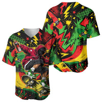 Skateboarder Spray Painter Baseball Jersey Rasta Colors Graffiti Streetwear Pop Art Graphic