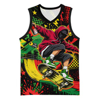 Skateboarder Spray Painter Basketball Jersey Rasta Colors Graffiti Streetwear Pop Art Graphic