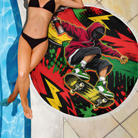 Skateboarder Spray Painter Beach Blanket Rasta Colors Graffiti Streetwear Pop Art Graphic