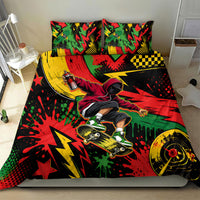 Skateboarder Spray Painter Bedding Set Rasta Colors Graffiti Streetwear Pop Art Graphic