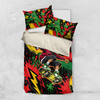 Skateboarder Spray Painter Bedding Set Rasta Colors Graffiti Streetwear Pop Art Graphic