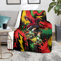 Skateboarder Spray Painter Blanket Rasta Colors Graffiti Streetwear Pop Art Graphic