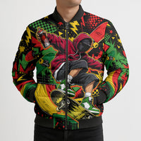 Skateboarder Spray Painter Bomber Puffer Jacket Rasta Colors Graffiti Streetwear Pop Art Graphic