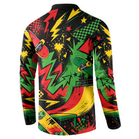 Skateboarder Spray Painter Button Sweatshirt Rasta Colors Graffiti Streetwear Pop Art Graphic