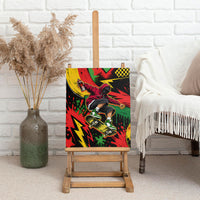 Skateboarder Spray Painter Canvas Wall Art Rasta Colors Graffiti Streetwear Pop Art Graphic