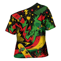Skateboarder Spray Painter Cross Shoulder Shirt Rasta Colors Graffiti Streetwear Pop Art Graphic