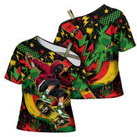 Skateboarder Spray Painter Cross Shoulder Shirt Rasta Colors Graffiti Streetwear Pop Art Graphic