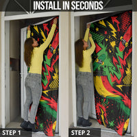 Skateboarder Spray Painter Door Cover Rasta Colors Graffiti Streetwear Pop Art Graphic