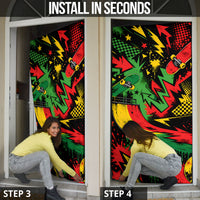 Skateboarder Spray Painter Door Cover Rasta Colors Graffiti Streetwear Pop Art Graphic