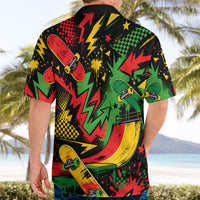 Skateboarder Spray Painter Hawaiian Shirt Rasta Colors Graffiti Streetwear Pop Art Graphic