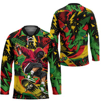 Skateboarder Spray Painter Hockey Jersey Rasta Colors Graffiti Streetwear Pop Art Graphic