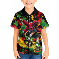 Skateboarder Spray Painter Kid Hawaiian Shirt Rasta Colors Graffiti Streetwear Pop Art Graphic