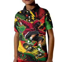 Skateboarder Spray Painter Kid Polo Shirt Rasta Colors Graffiti Streetwear Pop Art Graphic