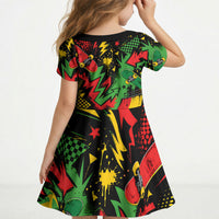 Skateboarder Spray Painter Kid Short Sleeve Dress Rasta Colors Graffiti Streetwear Pop Art Graphic