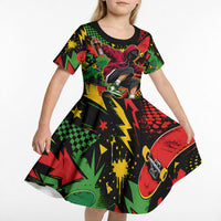 Skateboarder Spray Painter Kid Short Sleeve Dress Rasta Colors Graffiti Streetwear Pop Art Graphic