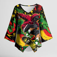 Skateboarder Spray Painter Kimono Sleeve Blouse Rasta Colors Graffiti Streetwear Pop Art Graphic