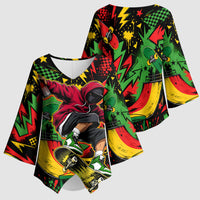 Skateboarder Spray Painter Kimono Sleeve Blouse Rasta Colors Graffiti Streetwear Pop Art Graphic