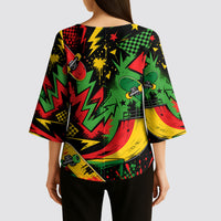 Skateboarder Spray Painter Kimono Sleeve Blouse Rasta Colors Graffiti Streetwear Pop Art Graphic