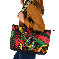 Skateboarder Spray Painter Leather Tote Bag Rasta Colors Graffiti Streetwear Pop Art Graphic