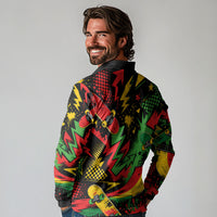 Skateboarder Spray Painter Long Sleeve Polo Shirt Rasta Colors Graffiti Streetwear Pop Art Graphic