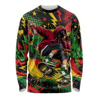 Skateboarder Spray Painter Long Sleeve Shirt Rasta Colors Graffiti Streetwear Pop Art Graphic