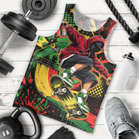 Skateboarder Spray Painter Men Tank Top Rasta Colors Graffiti Streetwear Pop Art Graphic