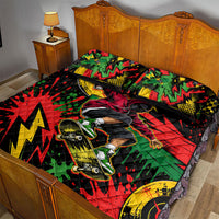 Skateboarder Spray Painter Quilt Bed Set Rasta Colors Graffiti Streetwear Pop Art Graphic