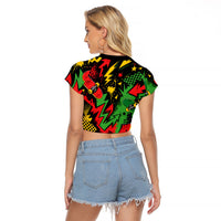Skateboarder Spray Painter Raglan Cropped T Shirt Rasta Colors Graffiti Streetwear Pop Art Graphic