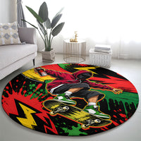 Skateboarder Spray Painter Round Carpet Rasta Colors Graffiti Streetwear Pop Art Graphic