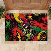 Skateboarder Spray Painter Rubber Doormat Rasta Colors Graffiti Streetwear Pop Art Graphic