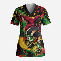 Skateboarder Spray Painter Scrub Top Rasta Colors Graffiti Streetwear Pop Art Graphic