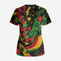 Skateboarder Spray Painter Scrub Top Rasta Colors Graffiti Streetwear Pop Art Graphic