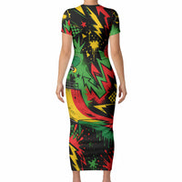 Skateboarder Spray Painter Short Sleeve Bodycon Dress Rasta Colors Graffiti Streetwear Pop Art Graphic