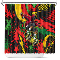 Skateboarder Spray Painter Shower Curtain Rasta Colors Graffiti Streetwear Pop Art Graphic