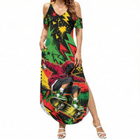 Skateboarder Spray Painter Summer Maxi Dress Rasta Colors Graffiti Streetwear Pop Art Graphic