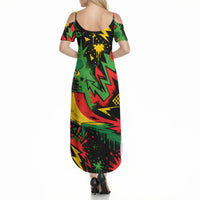 Skateboarder Spray Painter Summer Maxi Dress Rasta Colors Graffiti Streetwear Pop Art Graphic