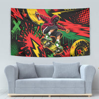 Skateboarder Spray Painter Tapestry Rasta Colors Graffiti Streetwear Pop Art Graphic