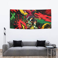 Skateboarder Spray Painter Tapestry Rasta Colors Graffiti Streetwear Pop Art Graphic