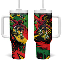 Skateboarder Spray Painter Tumbler With Handle Rasta Colors Graffiti Streetwear Pop Art Graphic