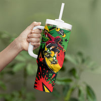 Skateboarder Spray Painter Tumbler With Handle Rasta Colors Graffiti Streetwear Pop Art Graphic