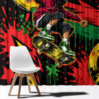 Skateboarder Spray Painter Window Curtain Rasta Colors Graffiti Streetwear Pop Art Graphic