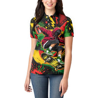 Skateboarder Spray Painter Women Polo Shirt Rasta Colors Graffiti Streetwear Pop Art Graphic