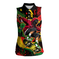 Skateboarder Spray Painter Women Sleeveless Polo Shirt Rasta Colors Graffiti Streetwear Pop Art Graphic