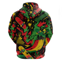Skateboarder Spray Painter Zip Hoodie Rasta Colors Graffiti Streetwear Pop Art Graphic