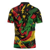 Skateboarder Spray Painter Zipper Polo Shirt Rasta Colors Graffiti Streetwear Pop Art Graphic